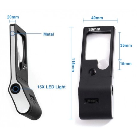 Lupa plegable metálica