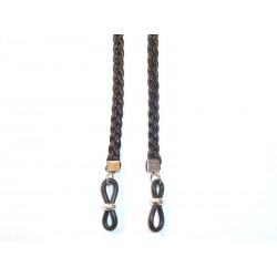 Cordón cuero trenzado plano negro